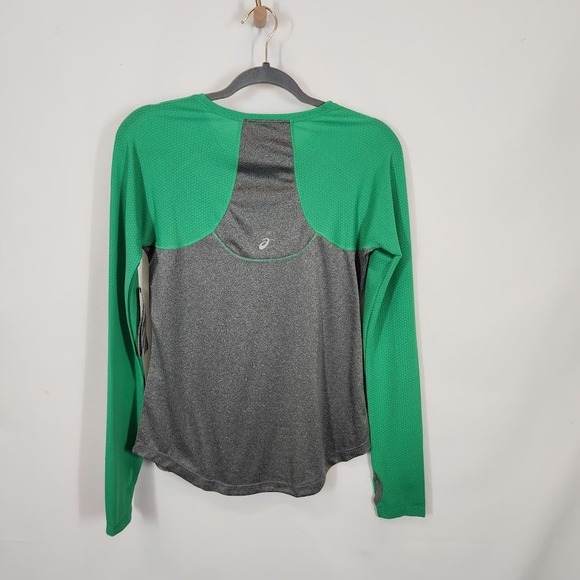 Asics Men's Long Sleeve Running Shirt Top Green Gray Athletic Activewear - Small - Picture 3 of 8